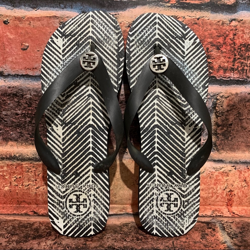 Tory Burch White Stripes Sandals